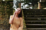 Woman smoking.