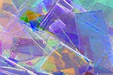 Decorative, multi-color image of layers of colored glass.