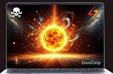 A graphic of a computer screen showing a ball of fire, energy