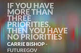 Quote: If you have more than three priorities, then you have no priorities.