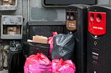 Rubbish sacks and recycling bins