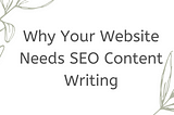 20 Reasons Your Website Needs SEO Content Writing