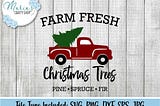 Christmas svg, Farm Fresh Christmas Trees svg, Farm Fresh Christmas Trees with red vintage truck svg, files in svg, png, dxf, eps, and jpg
