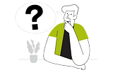 Illustration of a man thinking with a thought bubble