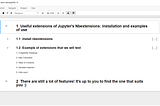 Useful extensions of Jupyter with Nbextension: installation and examples of use