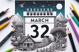 An anecdotal image created by AI showing an extra day in March.