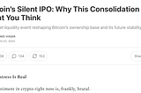 Bitcoin Isn’t In A Post IPO Lull. It’s On It’s Way To $1M