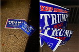 Two photos of *borrowed* Trump signs.