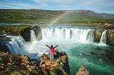 An awe inspiring view of a waterfall in Iceland