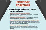 An infographic the outlines five key questions to consider before starting a four-day workweek