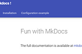 Using MkDocs to create your documentation