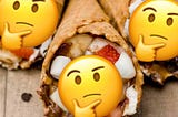 Strawberry s’mores ingredients in ice cream cones, with confused emojis on top