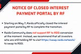 NOTICE OF CLOSED INTEREST PAYMENT PORTAL BY RF