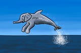 The unholy mix of an elephant and a dolphin leaps out the water
