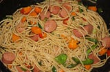 Stir fry spaghetti.