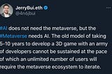 AI does not need the Metaverse, but the Metaverse needs AI