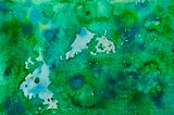 abstract watercolor painting in dark green and blue