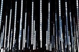 A photo of strips of metal dangling from a ceiling, taken in New York City by Justin from MPB