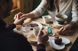 Couple having a meal together.