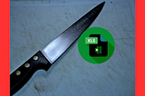 A knife over a cutting board, next to a green “XLS” logo, giving the impression that the knife is cutting the file.