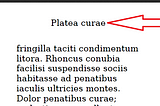 A sample page with the chapter title “Platea curae”