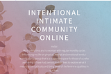 iico — starting the intentional intimate community online