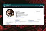 Browser window showing GitHub profile with customised personal readme.md file