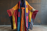 Multi-colored silk robe.