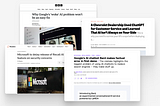 Images of news stories related to the challenges of getting AI to production