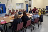 Workshop participants sitting around a table