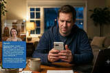 A man looking at a woman’s profile in a Christian dating app