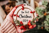Our First Christmas Ornament 2024, Couples Ornament, First Christmas Together, Gift for Couple, Moving In Together Present, Gift with Box