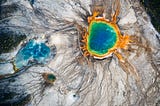 The hot pools of Yellowstone, a National Park with a supervolcano beneath it