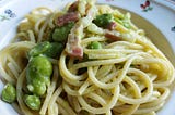 Pasta alla gricia with fava beans | Eatalianwithroberto