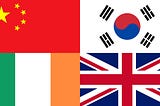 China, Korea, Ireland, and the UK