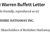 BERKSHIRE HATHAWAY INC. To the Shareholders of Berkshire Hathaway Inc.: