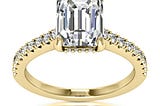 Solitaire 1.77 Carat VS2 F Emerald Cut Diamond Engagement Ring 14k Yellow Gold