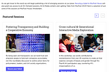 Screen shot from https://www.mozillafestival.org/en/house/ showing an excerpt of We Are Open Co-op’s featured session “Fostering Transparency and Building a Cooperative Economy”