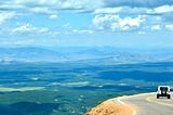 Photo: a view from the road on Pike’s Peak mountain in Colorado.