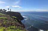 A lighthouse overlooking the Pacific Ocean (Point Vicente, Rancho Palos Verdes, California).