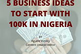 5 BUSINESS IDEAS TO MAKE 100K IN NIGERIA.