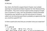 5 recruiter Linkedin InMail messages reviewed