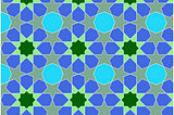 A colorful 8 fold rosette Islamic tessellation pattern