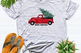 Red Truck Christmas Tree Merry Shirt, Kid Christmas shirt, Holiday Tshirt, Christmas Gift shirt, Christmas Truck Shirt, Family Christmas tee