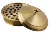 Holy Communion Ware Wine Serving Tray with a Lid — Stainless Steel Brass Matte Finish