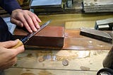 Honing a Japanese knife.