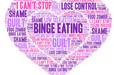 Binge eating, feeling guilty from binge eating, feel out of control with binge eating, feeling shame for binge eating
