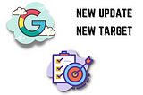 New update, New target. 2 images, 1 of Google’s “G” in the clouds and the other of a bullseye on top of a checklist.