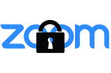 The Zoom logo with a padlock over it