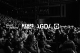 An image of the Design Conference crowd with Good Moves, Heaps Normal, AGDA and Breeder’ s logos overlaid.